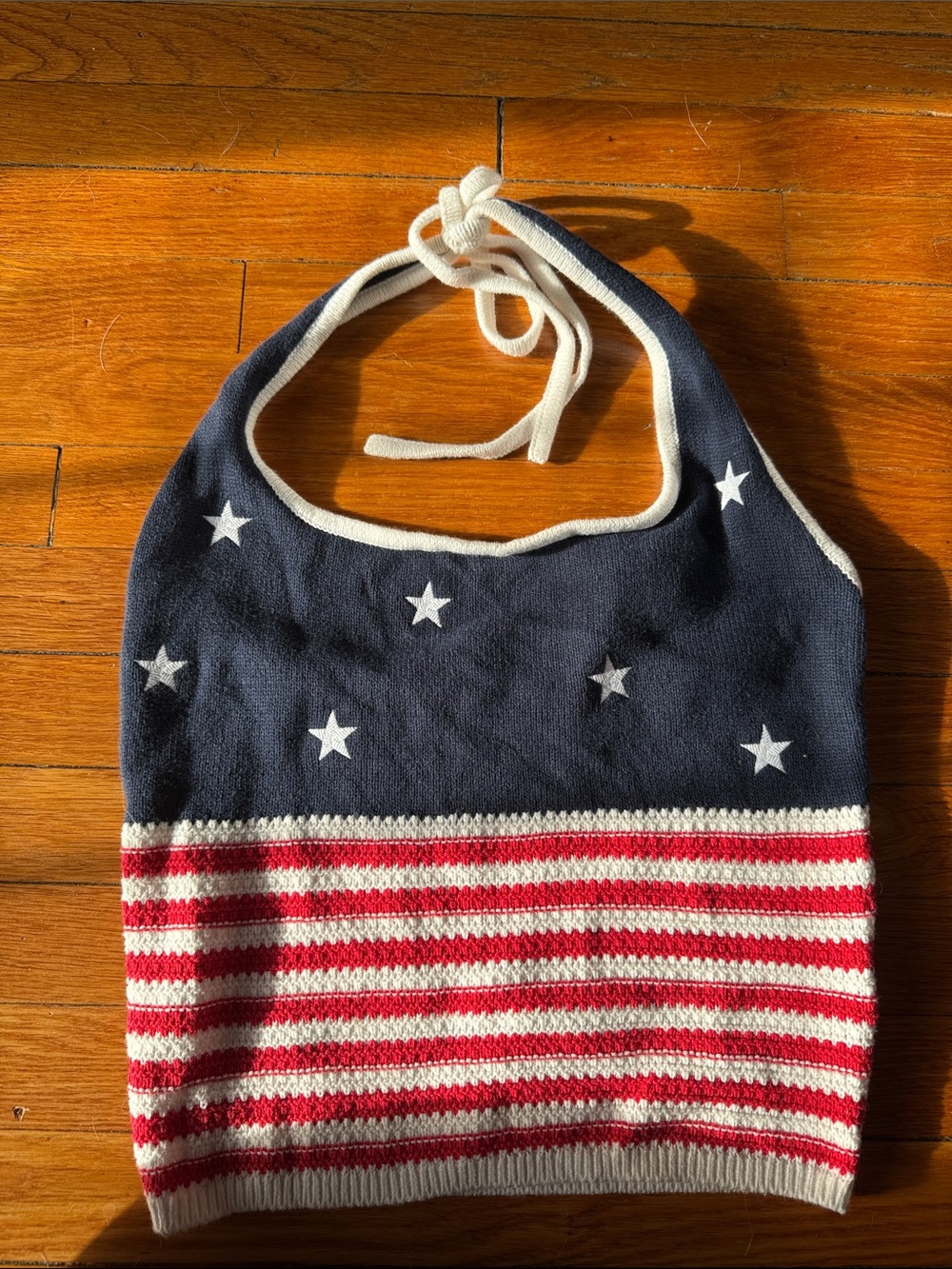 Hollister Navy, Red & White Stars & Stripes Knit Halter Tank Top